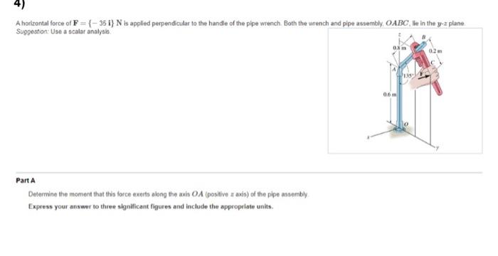 A Horizontal Force Of F 35 I N Is Applied Perpendicular To The Handle Of The Pipe Wrench Both The Wrench And Pipe 1