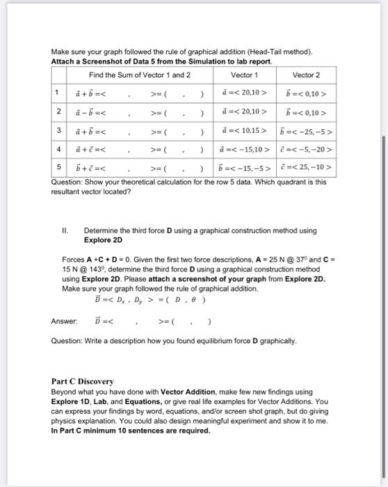 Part B Lab Go To Phet Website Click On Simulation Physics Under Physics Choose Motion Under Motion Vector Addition 2