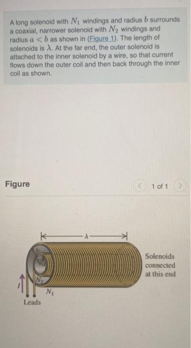 A Long Solenoid With N Windings And Radius B Surrounds A Coaxial Narrower Solenoid With N Windings And Radius A B A 1