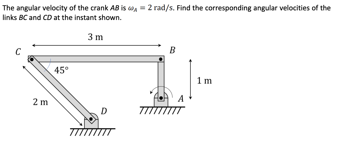 The Angular Velocity Of The Crank Ab Is Wa 2 Rad S Find The Corresponding Angular Velocities Of The Links Bc And Cd A 1