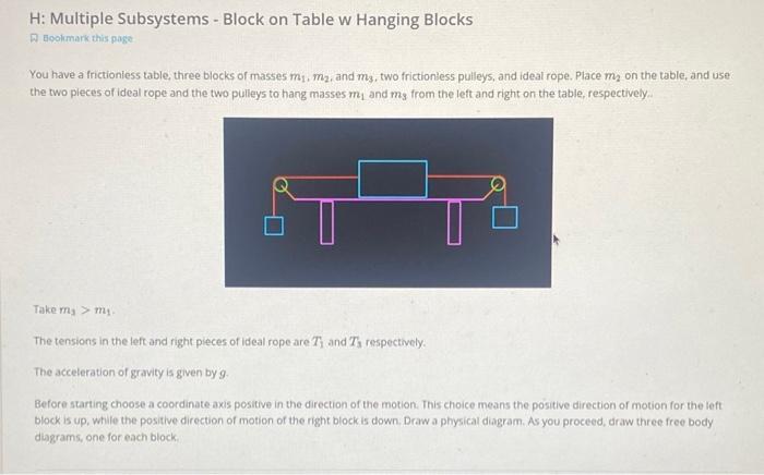 H Multiple Subsystems Block On Table W Hanging Blocks Bookmark This Page You Have A Frictionless Table Three Blocks 1