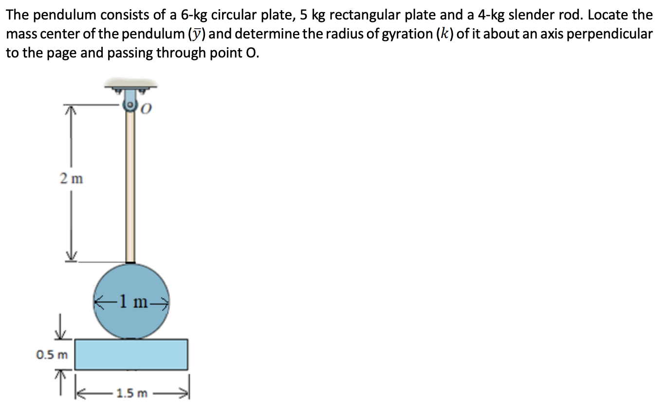 The Pendulum Consists Of A 6 Kg Circular Plate 5 Kg Rectangular Plate And A 4 Kg Slender Rod Locate The Mass Center Of 1