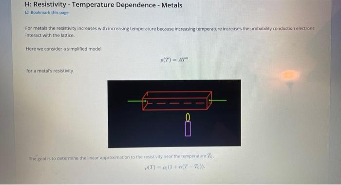 H Resistivity Temperature Dependence Metals Bookmark This Page For Metals The Resistivity Increases With Increasing 1