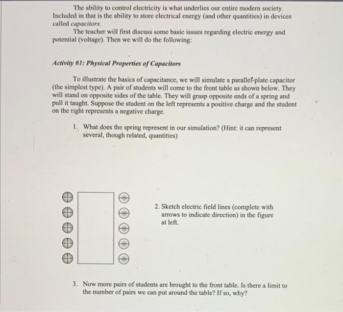 Purpose Objectives To Investigate The Physical Properties Of Capacitors To Model A Parallel Plate Capacitor To Correctly 2