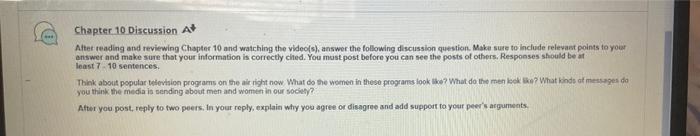 Chapter 10 Discussion A After Reading And Reviewing Chapter 10 And Watching The Video S Answer The Following Dis 1
