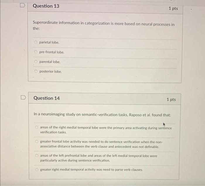 D Question 1 Characteristic Features Are Oo They Generally Accompany An Instance Of The Category But Are Not Required 7