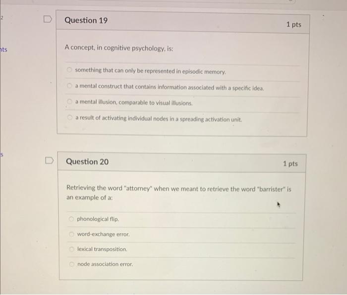 D Question 1 Characteristic Features Are Oo They Generally Accompany An Instance Of The Category But Are Not Required 10