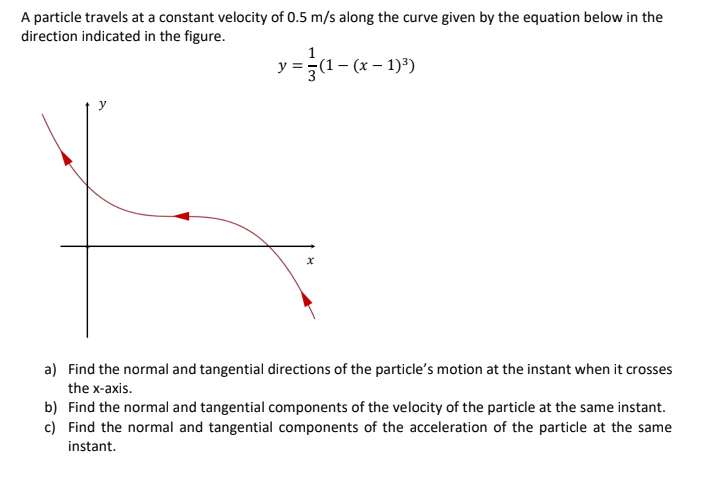 A Particle Travels At A Constant Velocity Of 0 5 M S Along The Curve Given By The Equation Below In The Direction Indica 1