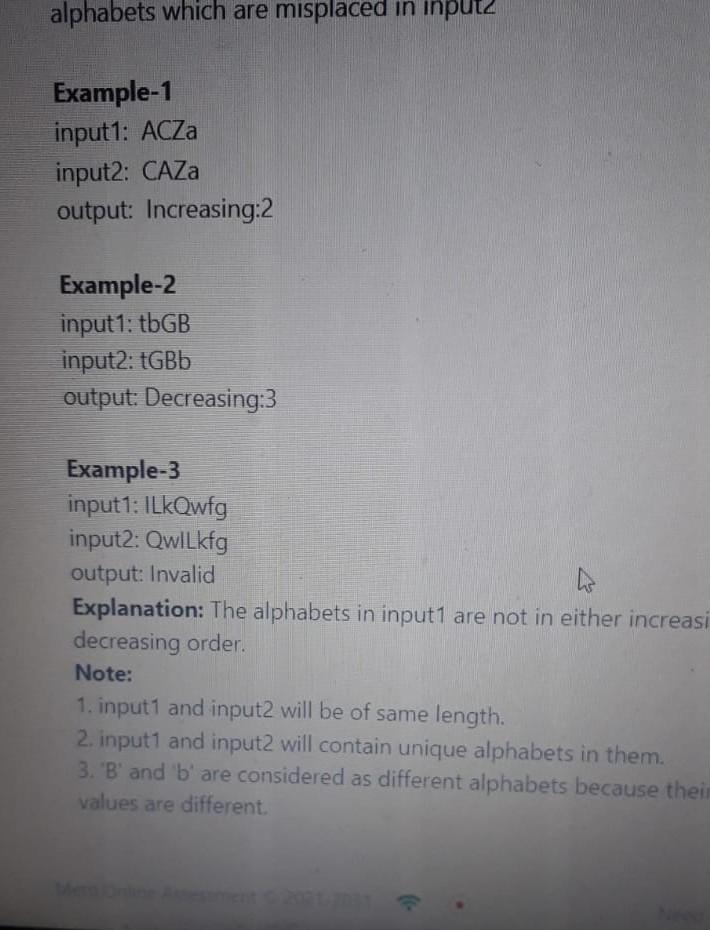 Question 1 How To Attempt Revisit Later Find The Order Given Two Strings Input1 And Input2 Consisting Of Random Alphabe 2