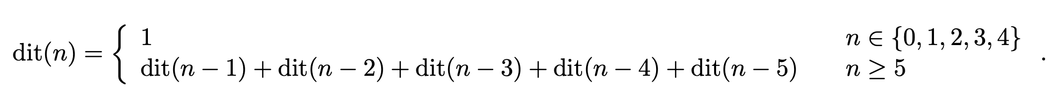 Dit N 1 Die Dit N 1 Dit N 2 Dit N 3 Dit N 4 Dit N 5 N 0 1 2 3 4 N 5 Def Dit N 1