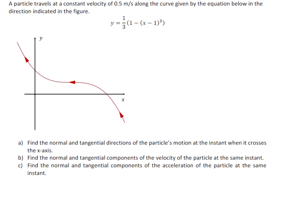 A Particle Travels At A Constant Velocity Of 0 5 M S Along The Curve Given By The Equation Below In The Direction Indica 1