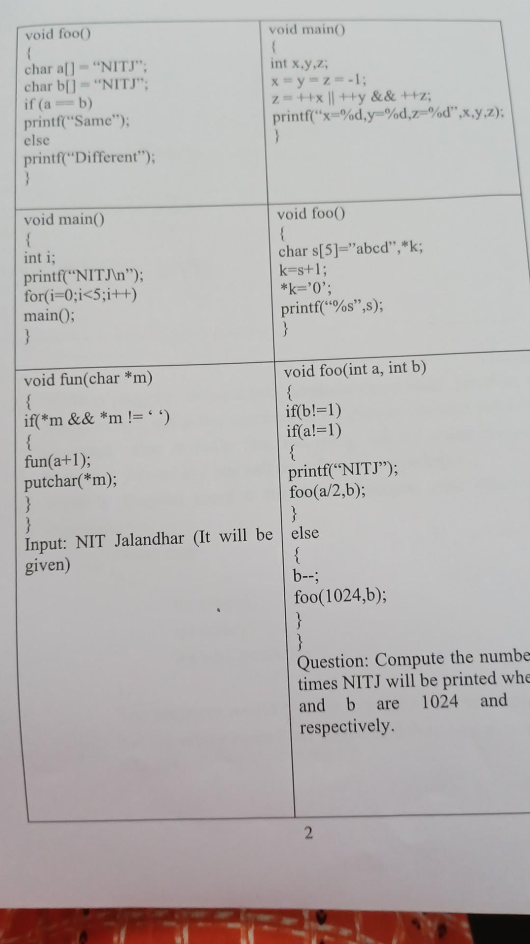 A Write A Program To Print Following Pattern 1 1 1 2 1 3 2 3 4 2x2 5 4 5 B Write A Program To Input Two One Dimensi 2