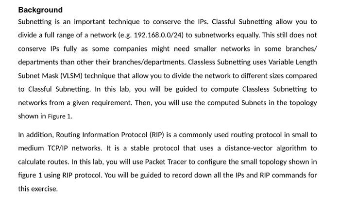 Background Subnetting Is An Important Technique To Conserve The Ips Classful Subnetting Allow You To Divide A Full Rang 1