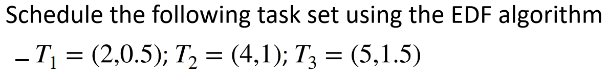 Schedule The Following Task Set Using The Edf Algorithm T 2 0 5 T 4 1 T3 5 1 5 1