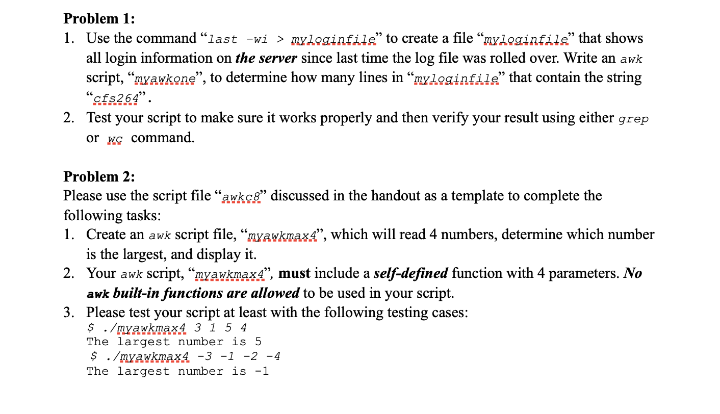 Problem 1 1 Use The Command Last Wi Myloginfile To Create A File Myloginfile That Shows All Login Information O 1