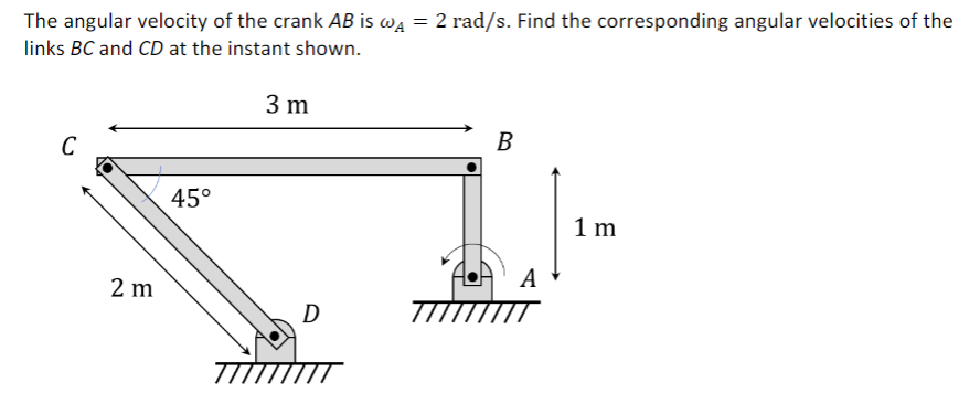 The Angular Velocity Of The Crank Ab Is Wa 2 Rad S Find The Corresponding Angular Velocities Of The Links Bc And Cd A 1