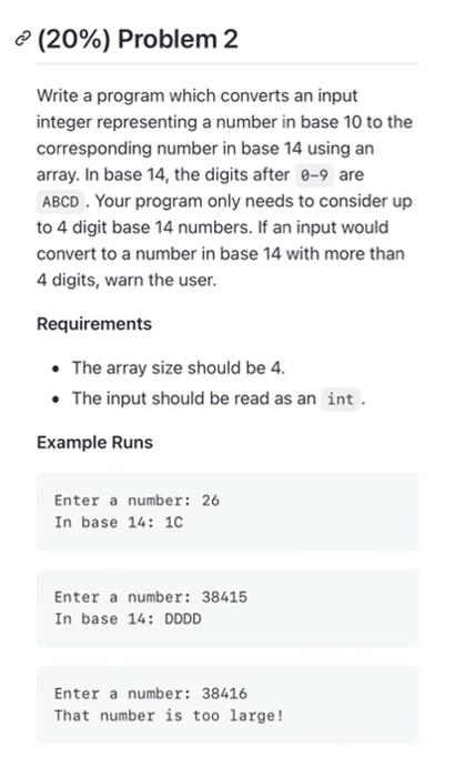 20 Problem 2 Write A Program Which Converts An Input Integer Representing A Number In Base 10 To The Corresponding Nu 2