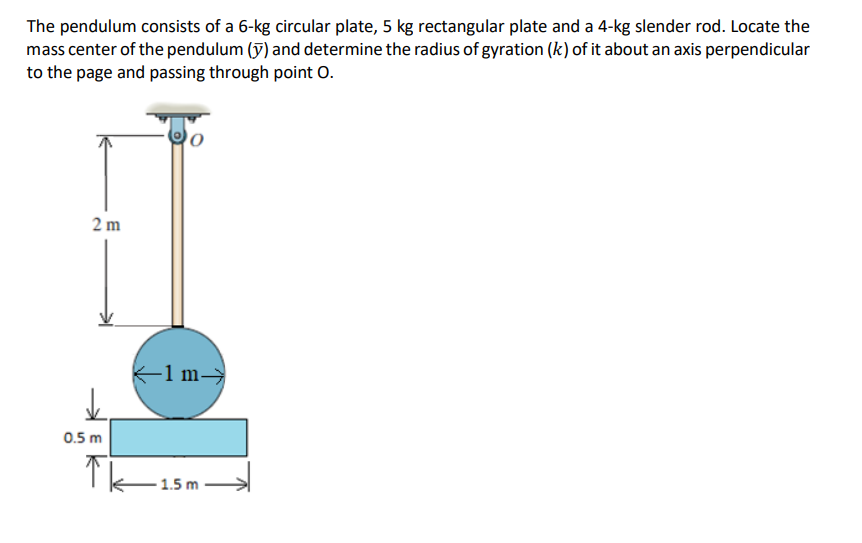 The Pendulum Consists Of A 6 Kg Circular Plate 5 Kg Rectangular Plate And A 4 Kg Slender Rod Locate The Mass Center Of 1