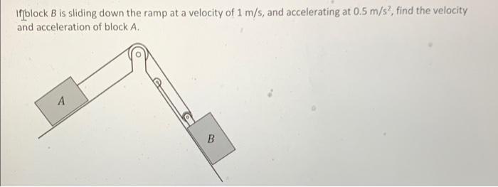 Ifblock B Is Sliding Down The Ramp At A Velocity Of 1 M S And Accelerating At 0 5 M S Find The Velocity And Accelerat 1