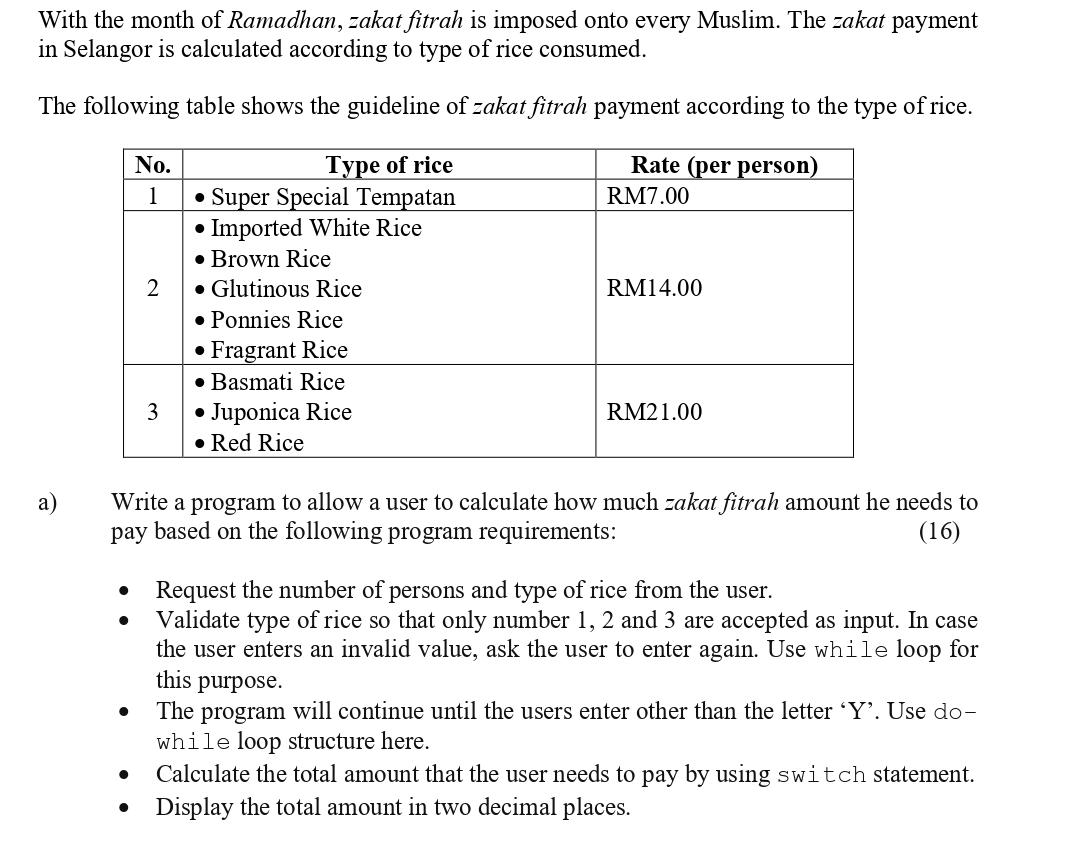 With The Month Of Ramadhan Zakat Fitrah Is Imposed Onto Every Muslim The Zakat Payment In Selangor Is Calculated Accor 1