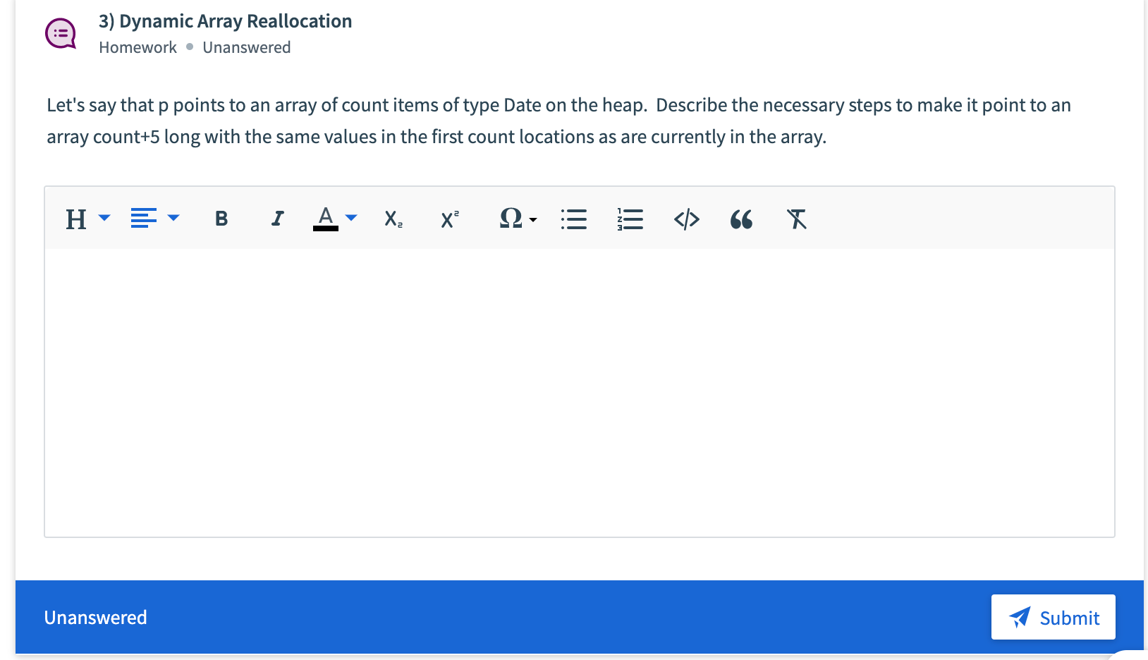 3 Dynamic Array Reallocation Homework Unanswered Let S Say That P Points To An Array Of Count Items Of Type Date On The 1