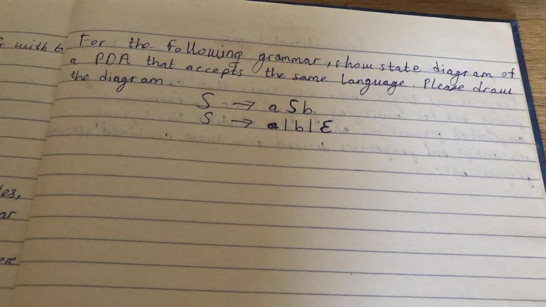 I With 6 The Following Pda That Accepts Am For The Diagram Grammar Show State The Same Sa Sb S Alble Diagr Am Of Lan 1