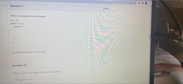Question 9 What Is The Output From This Program Int I 0 While I5 Printf 1 O Bah 8f This Program Contains In 1
