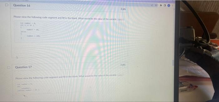 Question 16 Please View The Following Code Segment And Fill In The Blank What Would Be The Value Of The Varie Van Im Xh 1