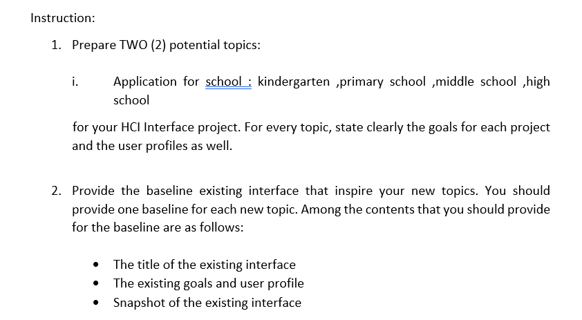 Instruction 1 Prepare Two 2 Potential Topics I Application For School Kindergarten Primary School Middle School 1