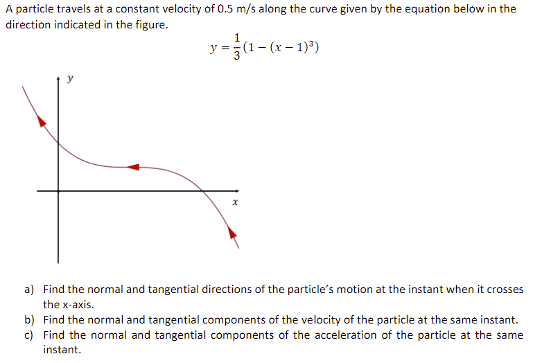 A Particle Travels At A Constant Velocity Of 0 5 M S Along The Curve Given By The Equation Below In The Direction Indica 1