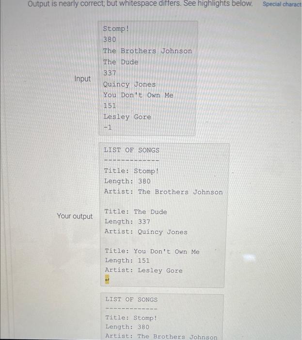 8 18 Lab Playlist Output Linked List Given Main Complete The Songnode Class To Include The Function Printsonginfo 2