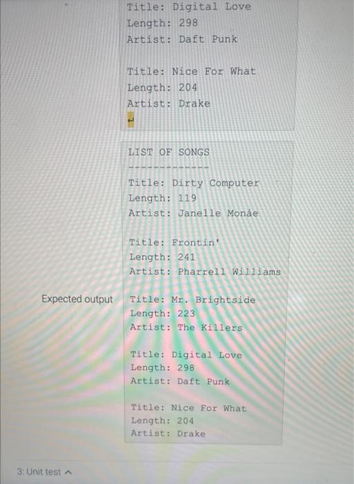 8 18 Lab Playlist Output Linked List Given Main Complete The Songnode Class To Include The Function Printsonginfo 3