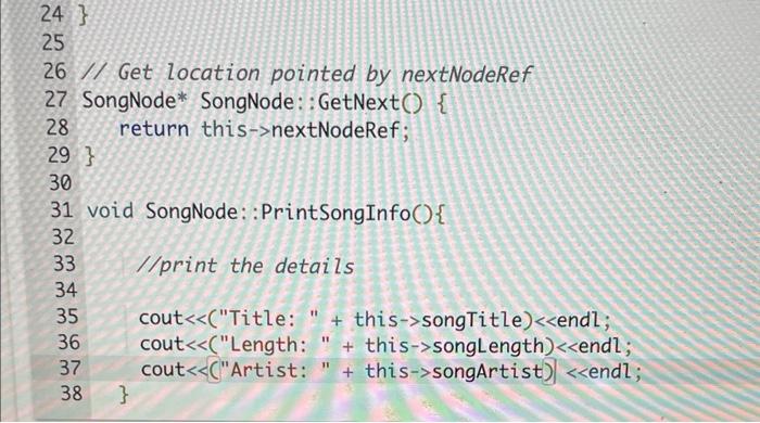 8 18 Lab Playlist Output Linked List Given Main Complete The Songnode Class To Include The Function Printsonginfo 4
