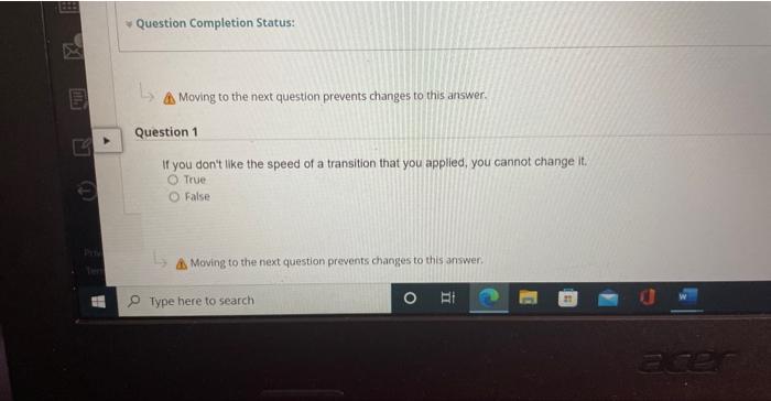 Eee E Question Completion Status L Moving To The Next Question Prevents Changes To This Answer Question 1 If You Don T 1