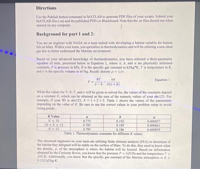 Directions Use The Publish Button Command In Matlab To Generate Pdf Files Of Your Scripts Submit Your Matlab Files M 1