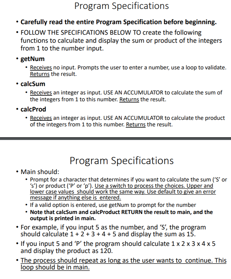 Program Specifications Carefully Read The Entire Program Specification Before Beginning Follow The Specifications B 1