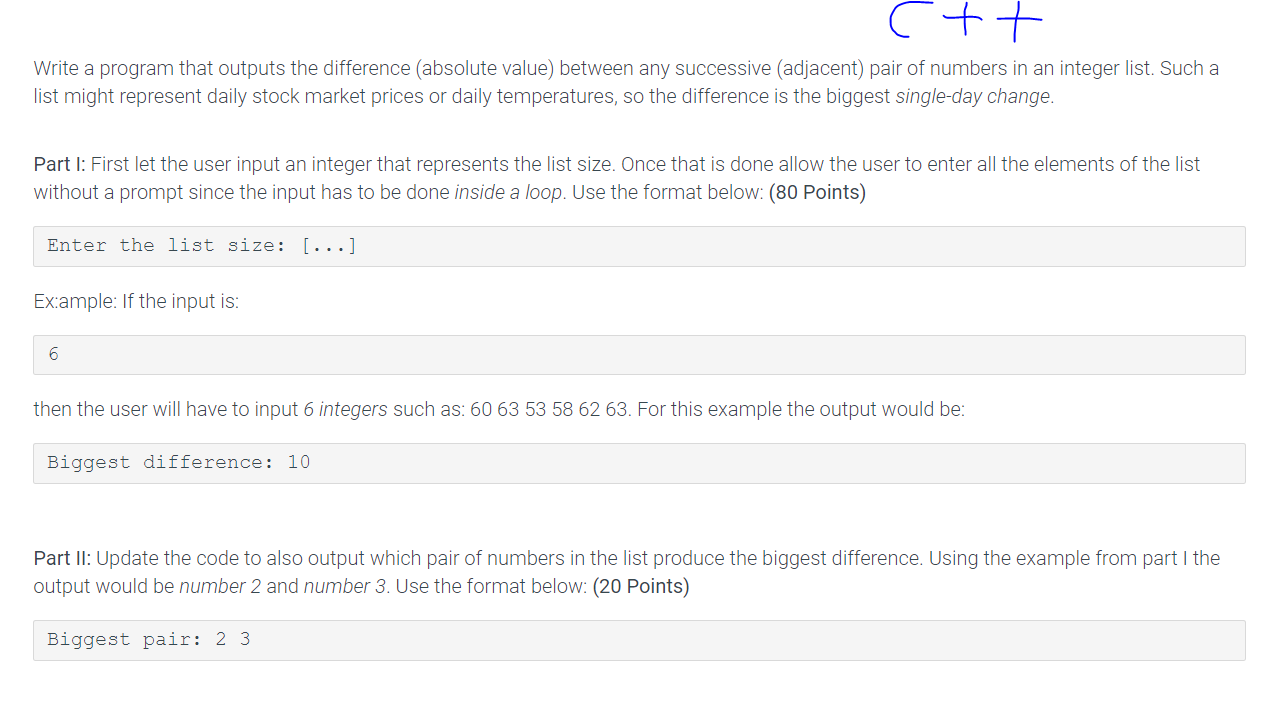 C Write A Program That Outputs The Difference Absolute Value Between Any Successive Adjacent Pair Of Numbers In An 1
