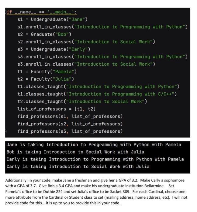 Main S1 Undergraduate Jane Dif Name S1 Enroll In Classes Introduction To Programming With Python S2 Graduate 1