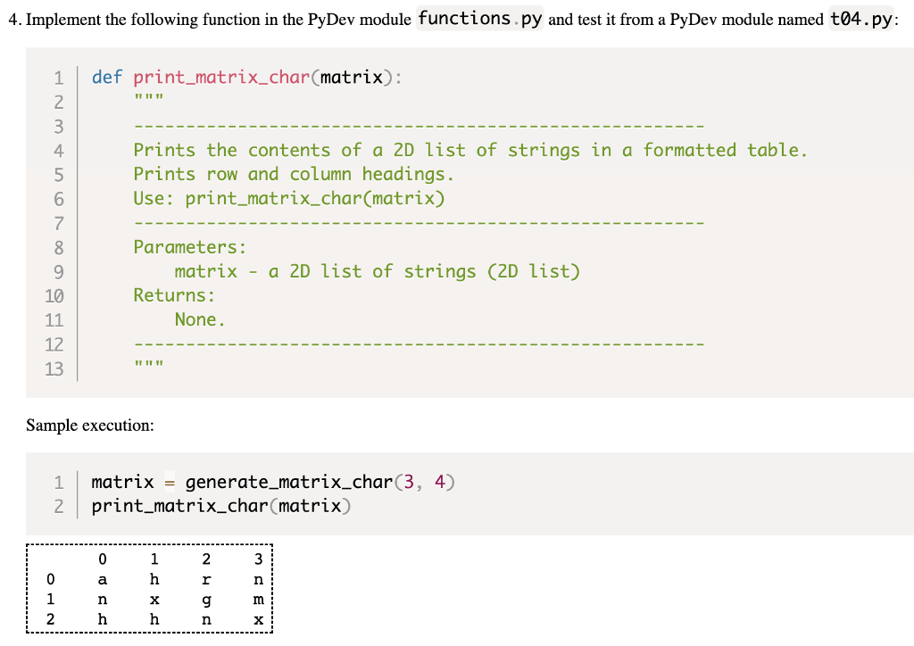 4 Implement The Following Function In The Pydev Module Functions Py And Test It From A Pydev Module Named T04 Py Human 1