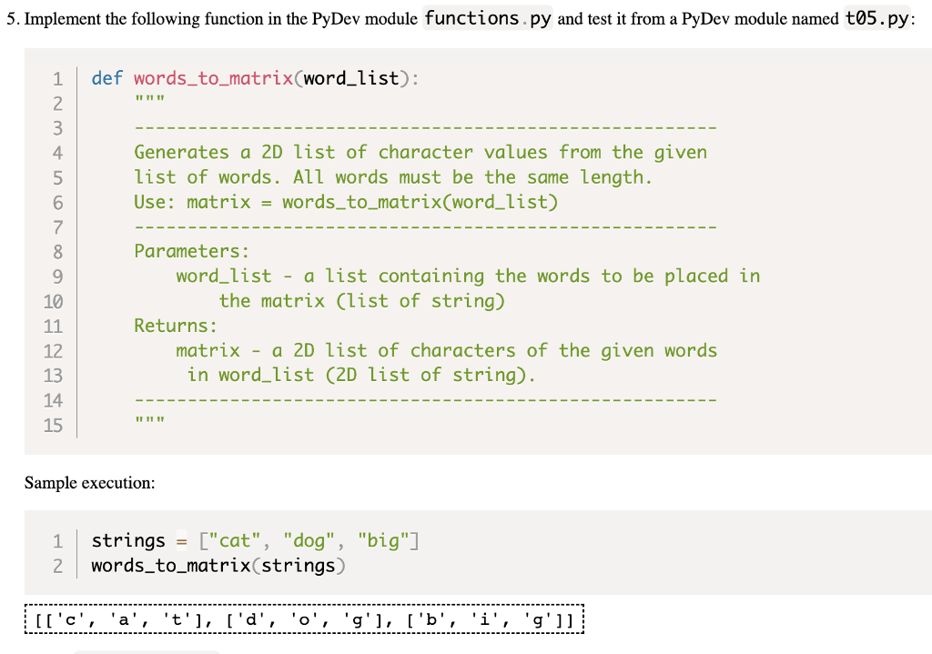 5 Implement The Following Function In The Pydev Module Functions Py And Test It From A Pydev Module Named T05 Py Aumas 1
