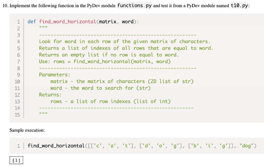 10 Implement The Following Function In The Pydev Module Functions Py And Test It From A Pydev Module Named T10 Py Hema 1
