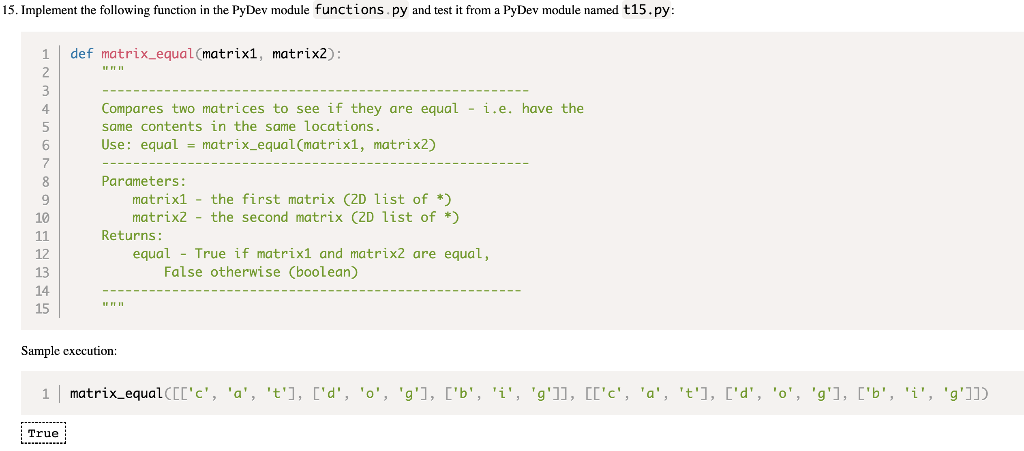 15 Implement The Following Function In The Pydev Module Functions Py And Test It From A Pydev Module Named T15 Py 1 De 1