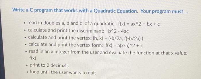 Formulas 2 Vertex Quadratic Function F X X Bx C H K B B 4ac 2a General Form F X Ax Bx C To Get The Vert 2