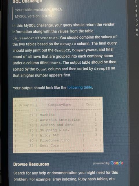 Sql Challenge Your Table Maintable E916a Mysql Version 8 0 23 In This Mysql Challenge Your Query Should Return The V 1