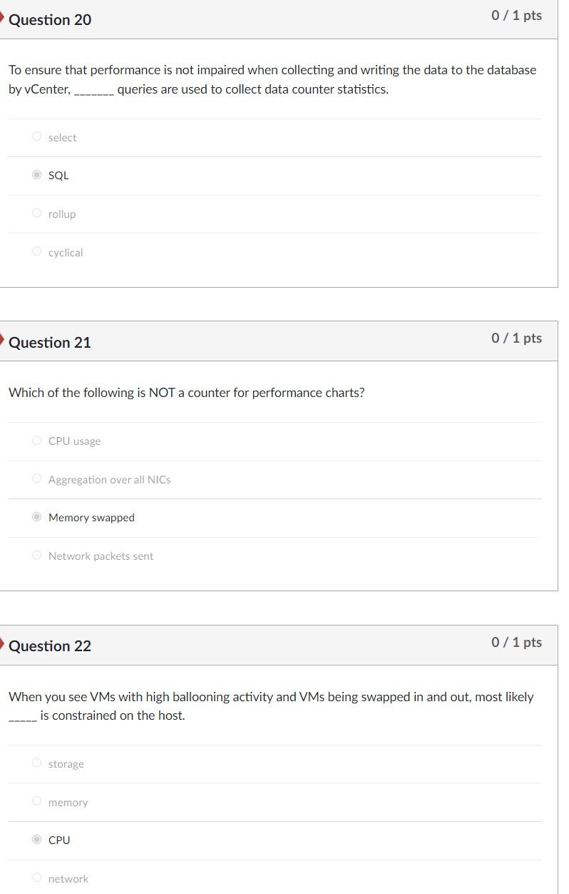 Question 20 To Ensure That Performance Is Not Impaired When Collecting And Writing The Data To The Database By Vcenter 1