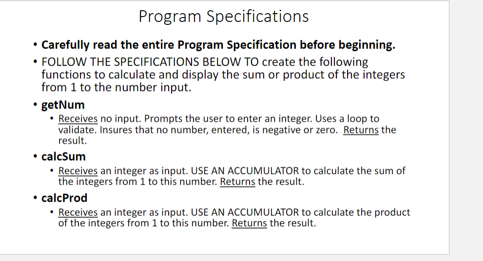 Program Specifications Carefully Read The Entire Program Specification Before Beginning Follow The Specifications B 1
