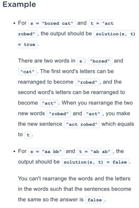 Given Two Sentences S And T Your Task Is To Check Whether They Are Nested Anagrams I E If It S Possible To Rearrange 2