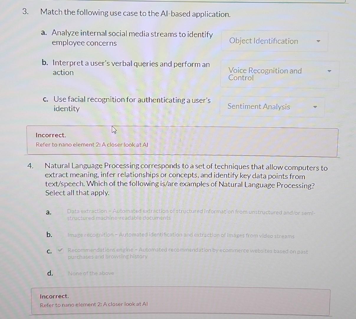 3 Match The Following Use Case To The Al Based Application A Analyze Internal Social Media Streams To Identify Employ 1