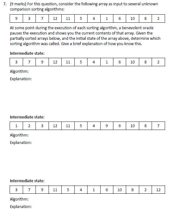 Can You Please Help With The Below Computer Science Algorithms Question Please Do Not Copy Existing Cheqq Question 1