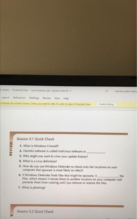 Checks Protected View Last Saved By User Saved To This Pc Layout References Mailings Review View Help Internet Can Conta 1